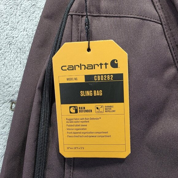Carhartt Sling Bag Crossbody Brown Rain Defender CB0282 10x18x5 Padded Travel - Picture 4 of 9